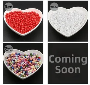 Detalle de cuentas de perlas de imitación ABS blanco crema para manualidades y accesorios