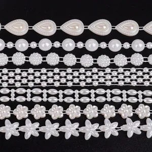Múltiples estilos de cadenas de perlas ABS blanco perlado para decorar vestidos de novia
