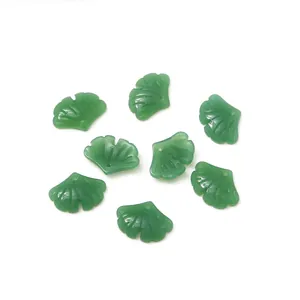 Translucent green ginkgo leaf pendants for DIY jewelry making and handmade crafts