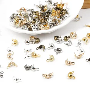 Iron Bead Tips Clamshell Knot Covers DIY Jewelry Findings For Bracelet Necklace Making Double Loop Connector Accessories