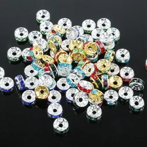 Sparkling crystal rondelle spacer beads in gold and silver plating for DIY jewelry