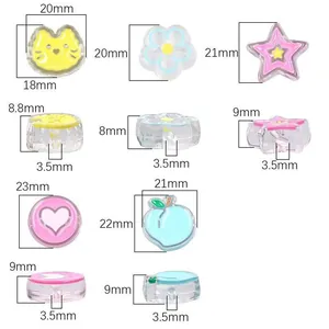Lot de perles en acrylique colorées formes d'étoiles et de cœurs pour bijoux DIY