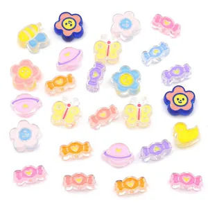 Perles de dessin animé en acrylique coloré pour la fabrication de bijoux DIY à la main
