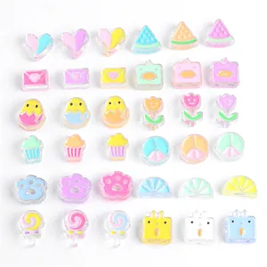 Lot de 36 perles de dessin animé en acrylique coloré pour bijoux DIY et accessoires