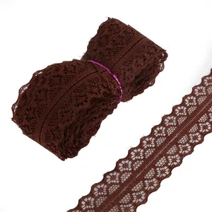 Rouleau de ruban de dentelle évidé marron foncé pour accessoires de cheveux DIY