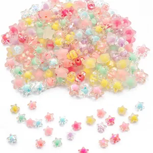 Colorful star-shaped acrylic beads in macaron tones for DIY necklace and jewelry making