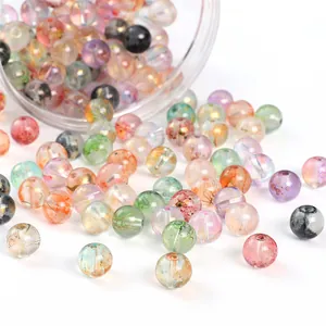 Mélange de perles en verre teinté à l'encre avec feuilles d'or pour bijoux DIY