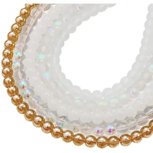 Multi-layer amber crystal and iridescent matte beads for DIY jewelry making material