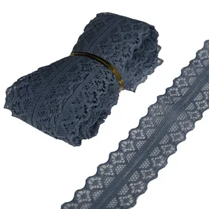 Cinta de encaje azul grisáceo oscuro con patrones geométricos para accesorios para el pelo