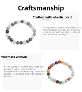 Vue détaillée des bracelets en perles de pierre naturelle 8mm en bleu-gris et arc-en-ciel
