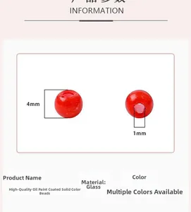 Détail de la perle en verre rouge de 4mm avec trou de 1mm pour la création de bijoux