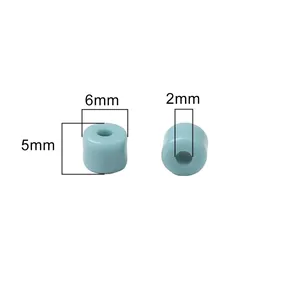 Perles cylindriques en acrylique bleu clair 6x5mm pour la création de bijoux DIY