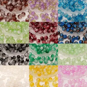 12 colori di perline in vetro craquelé per la creazione di gioielli fai da te e hobby