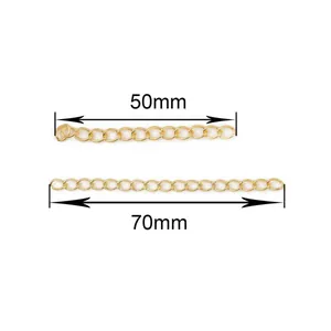 Golden iron extender chains in 50mm and 70mm for DIY jewelry making and necklace tails