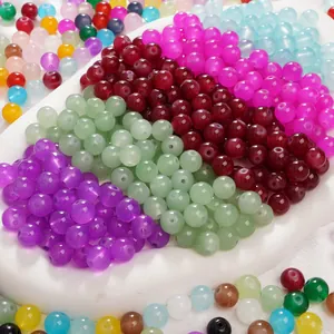 Multi-colored 8mm glass jelly jade round beads for DIY jewelry making and necklaces