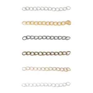 Iron extension chains for DIY jewelry making in six metallic colors with teardrop ends