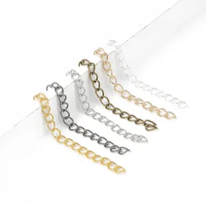 DIY jewelry extension chains in six colors for necklaces and bracelets on white background