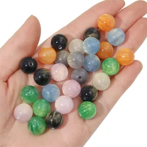 Perles en résine polie avec texture marbrée en plusieurs couleurs pour bijoux DIY