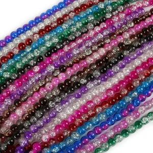 Perle di vetro colorate effetto craquelé per creazione di gioielli fai-da-te assortiti