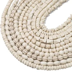 Natural white howlite stone beads in various shapes for DIY jewelry making