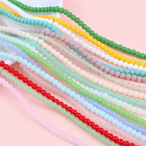 Effen Kleur Ronde Glazen Kralen Imitatie Jade Losse Kralen Voor DIY Ketting Armband Maken Handgemaakte Sieraden Accessoires
