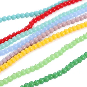 Gekleurde 4mm glazen ronde kralen voor DIY sieraden met gladde glanzende afwerking