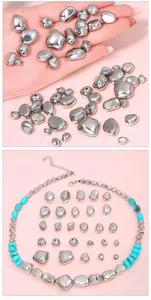 Macro shot of shiny silver irregular metallic CCB spacer beads for DIY jewelry making