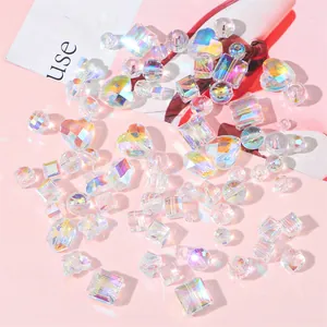 Mix of heart and geometric shaped AB crystal glass beads for DIY jewelry making