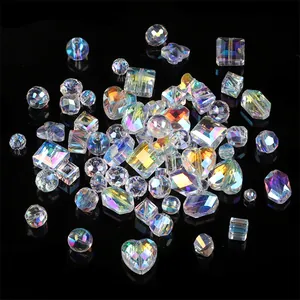 Faceted AB rainbow crystal glass beads in heart and various shapes for DIY jewelry making