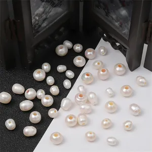 Baroque natural freshwater pearl beads for DIY jewelry making on a stylish background