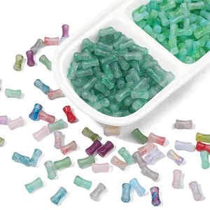 Bamboo-style marble texture resin spacer beads for DIY jewelry and hair accessories