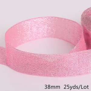 Macro di nastro rosa glitterato 38mm per confezioni regalo fai-da-te e decorazioni