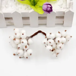 Bacche bianche artificiali ghiacciate con gambo per decorazioni natalizie fai da te