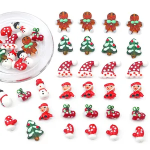 Hand-painted Christmas glass beads featuring snowman, Santa Claus and festive DIY designs