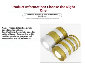 Detail view of shiny gold and silver metallic glitter ribbons for DIY craft packaging