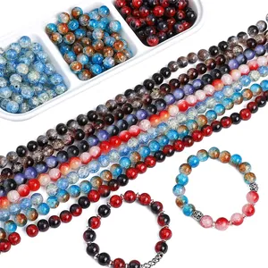 Gemischte Crackle-Glasperlen und Armbänder für DIY-Schmuckherstellung