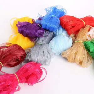 Lot de rubans en mousseline multicolores semi-transparents pour loisirs créatifs