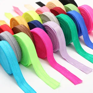 Fold Over Elastic Ribbon Roll For DIY Hair Ties Headbands Sewing Accessories Woven Texture Multi Colors Sewing Supplies