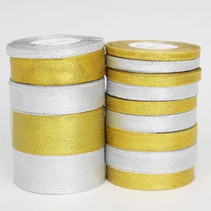 Metallic Glitter Ribbon Gold Silver Satin Webbing For DIY Craft Birthday Cake Gift Wrapping Wedding Party Home Decor
