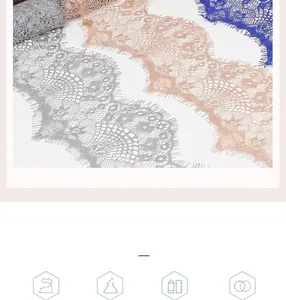 Detailed eyelash lace trim with delicate floral embroidery for DIY sewing projects