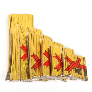 Laccetti metallici dorati in varie lunghezze con cartoncini per confezioni Twist Tie