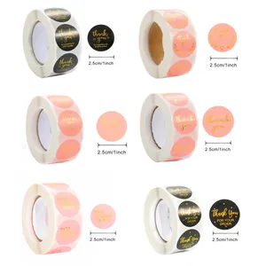 Gold foil thank you stickers 1-inch round labels for packaging in multiple colors