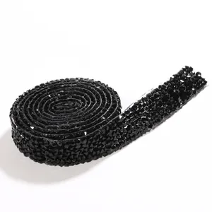 Λαμπερή μαύρη κορδέλα με στρας για DIY διακόσμηση ρούχων και αξεσουάρ χειροτεχνίας
