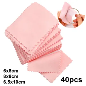 Pink microfiber jewelry cleaning cloth set with zigzag edges for silver and gold polishing