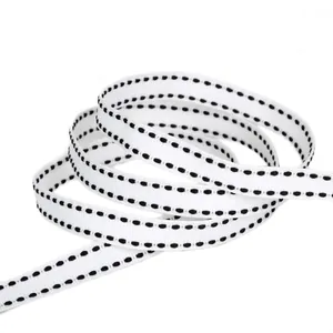 Cinta de grano grueso blanca con bordes cosidos en negro para manualidades y accesorios