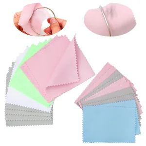 Colorful microfiber jewelry cleaning cloths set for polishing gold and silver accessories