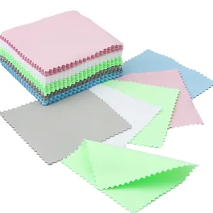 Colorful microfiber polishing cloths with serrated edges for jewelry and glasses cleaning