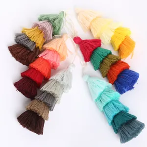 Handmade five-layer tiered colorful tassel pendant with gradient cotton thread for DIY crafts