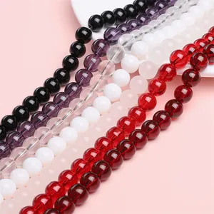 Perles Rondes en Verre Imitation Jade Minimaliste Perles en Vrac pour la Fabrication de Bijoux DIY Bracelet Collier Accessoires