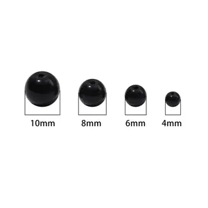 Perles rondes en verre noir poli pour bijoux en tailles 4mm 6mm 8mm 10mm